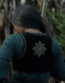 'Nelda' embroidered black velvet bodice
