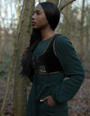 'Nelda' embroidered black velvet bodice