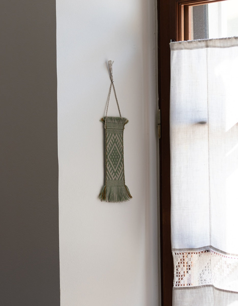 Baltic handwoven wall decoration mint green