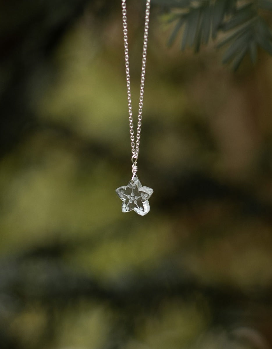 Collier 'Glacier Étoile' en cristal de roche taillé et argent 925
