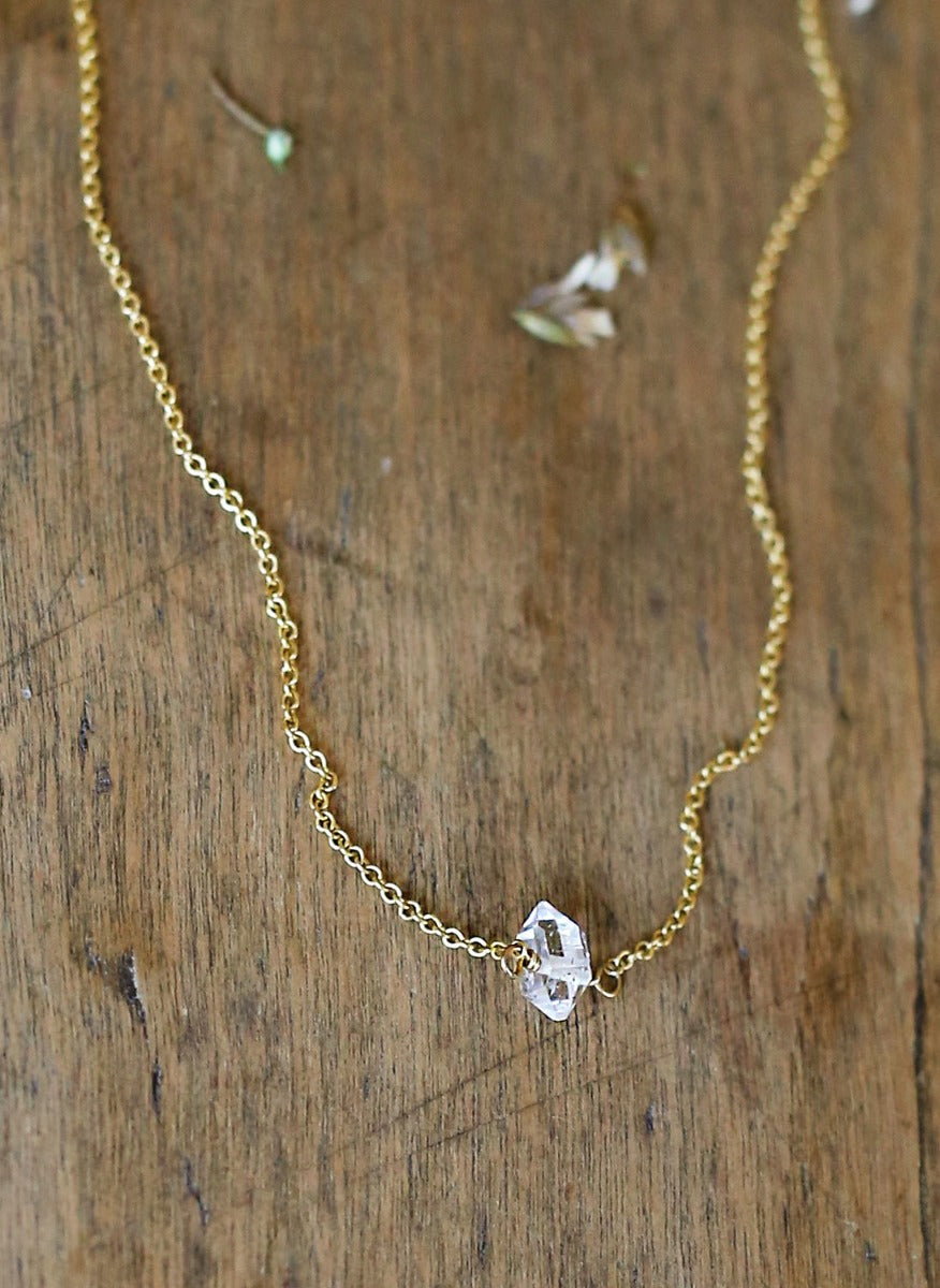 'Herkimer Diamond' and goldfill necklace