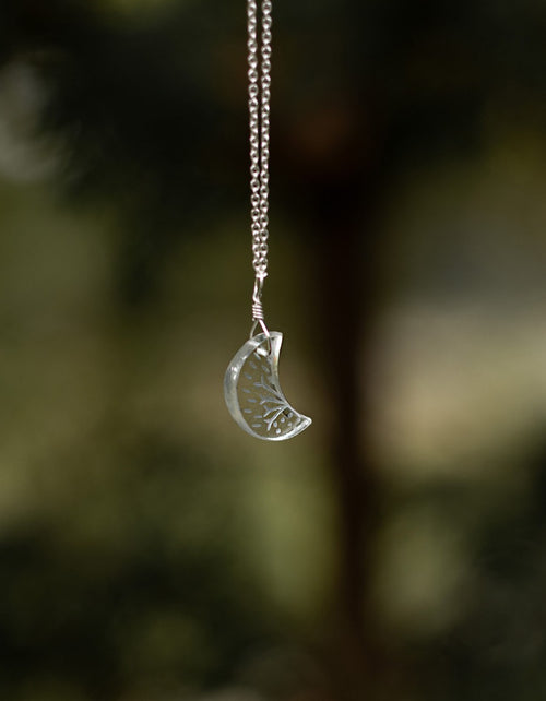 Collier 'Glacier Lune' en cristal de roche taillé et argent 925