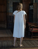 "Cosima" white shift dress with short sleeves