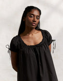 "Cosima" black shift dress with short sleeves
