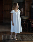 "Cosima" white shift dress with short sleeves