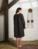 "Cosima" black shift dress with long sleeves