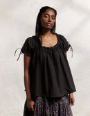 "Cosima" black cotton top with short sleeves