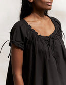 "Cosima" black cotton top with short sleeves