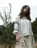 Blouse 'Danika' blanc broderies bleues