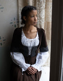 Corset 'Daria' en velours avec manches châtaigne