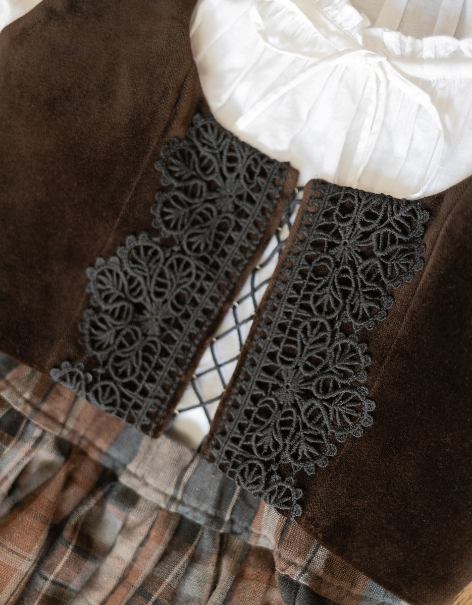 "Daria" corset in chestnut velvet