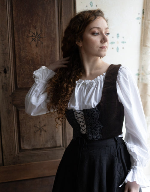 "Daria" corset in chestnut velvet