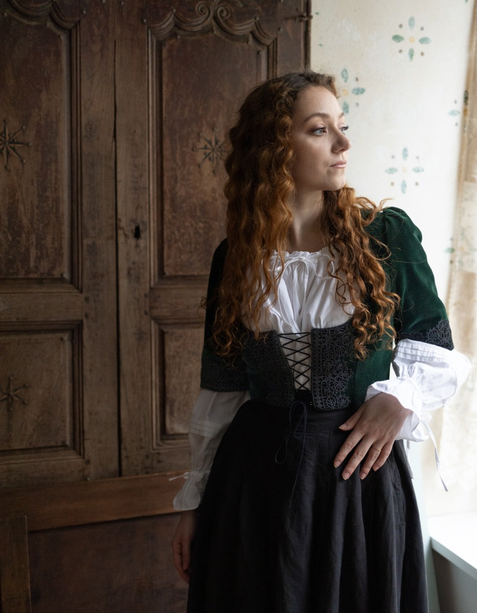 Corset 'Daria' en velours avec manches lierre