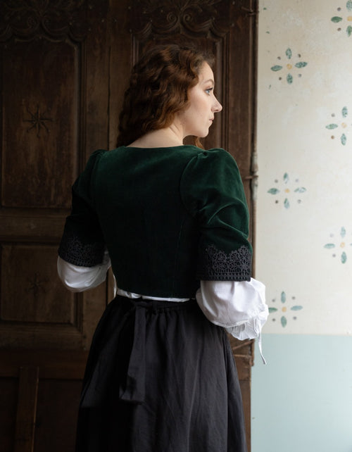 Corset 'Daria' en velours avec manches lierre