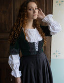 Corset 'Daria' en velours avec manches lierre