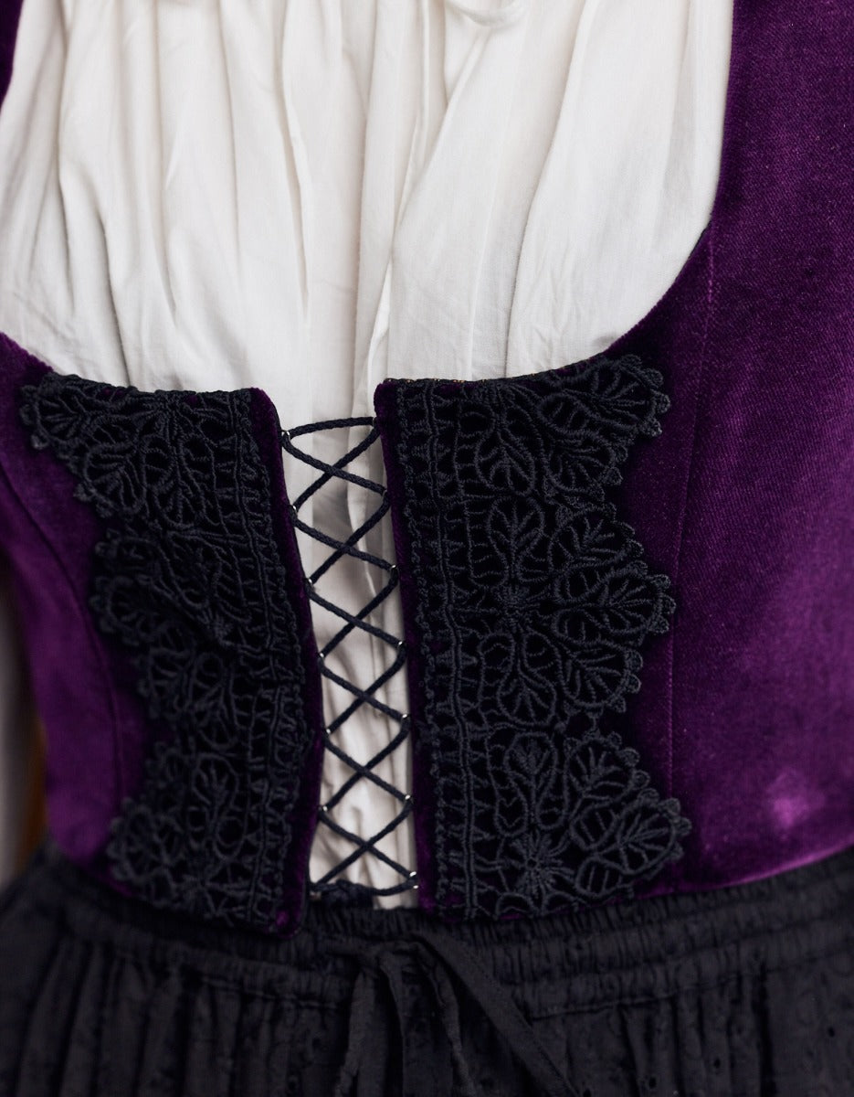 Bustier 'Daria' en velours pourpre