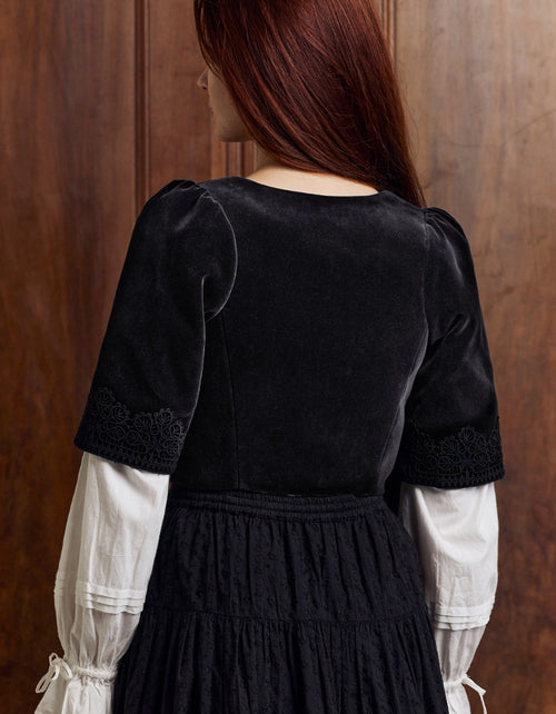 "Daria" velvet corset with sleeves black
