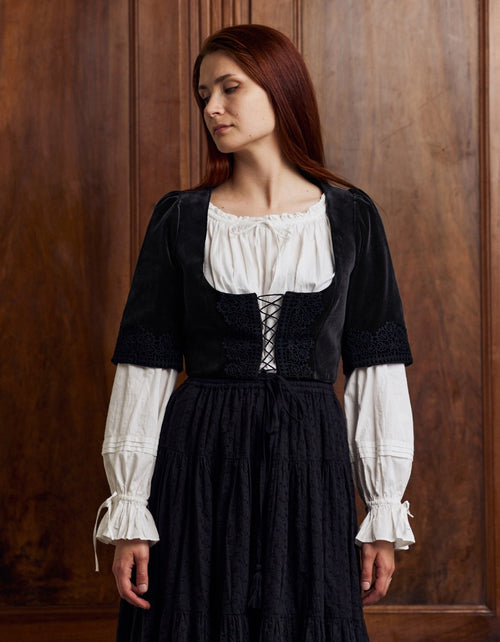 "Daria" velvet corset with sleeves black