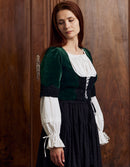 Corset 'Daria' en velours avec manches lierre