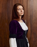 Corset 'Daria' en velours avec manches pourpre