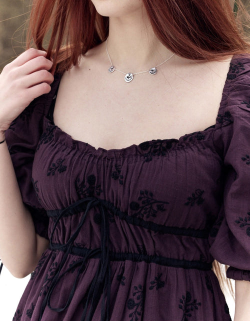 Robe 'Ebely' broderie anglaise manches 3/4 prune