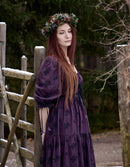 Robe 'Ebely' broderie anglaise manches 3/4 prune