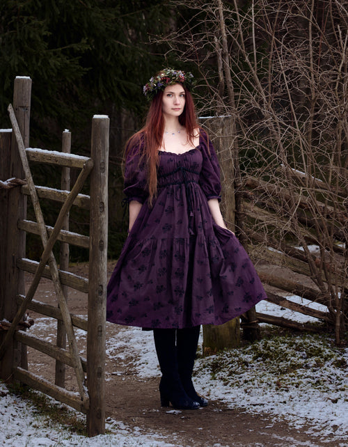 Robe 'Ebely' broderie anglaise manches 3/4 noire
