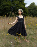 "Ebely" eyelet fabric dress short sleeves black