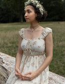 "Ebely" eyelet fabric dress short sleeves cream