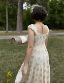 "Ebely" eyelet fabric dress short sleeves cream