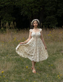 "Ebely" eyelet fabric dress short sleeves cream