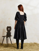 Robe 'Ebely' broderie anglaise manches 3/4 noire