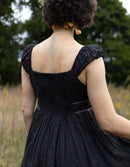 "Ebely" eyelet fabric dress short sleeves black