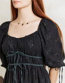 Robe 'Ebely' broderie anglaise manches 3/4 noire