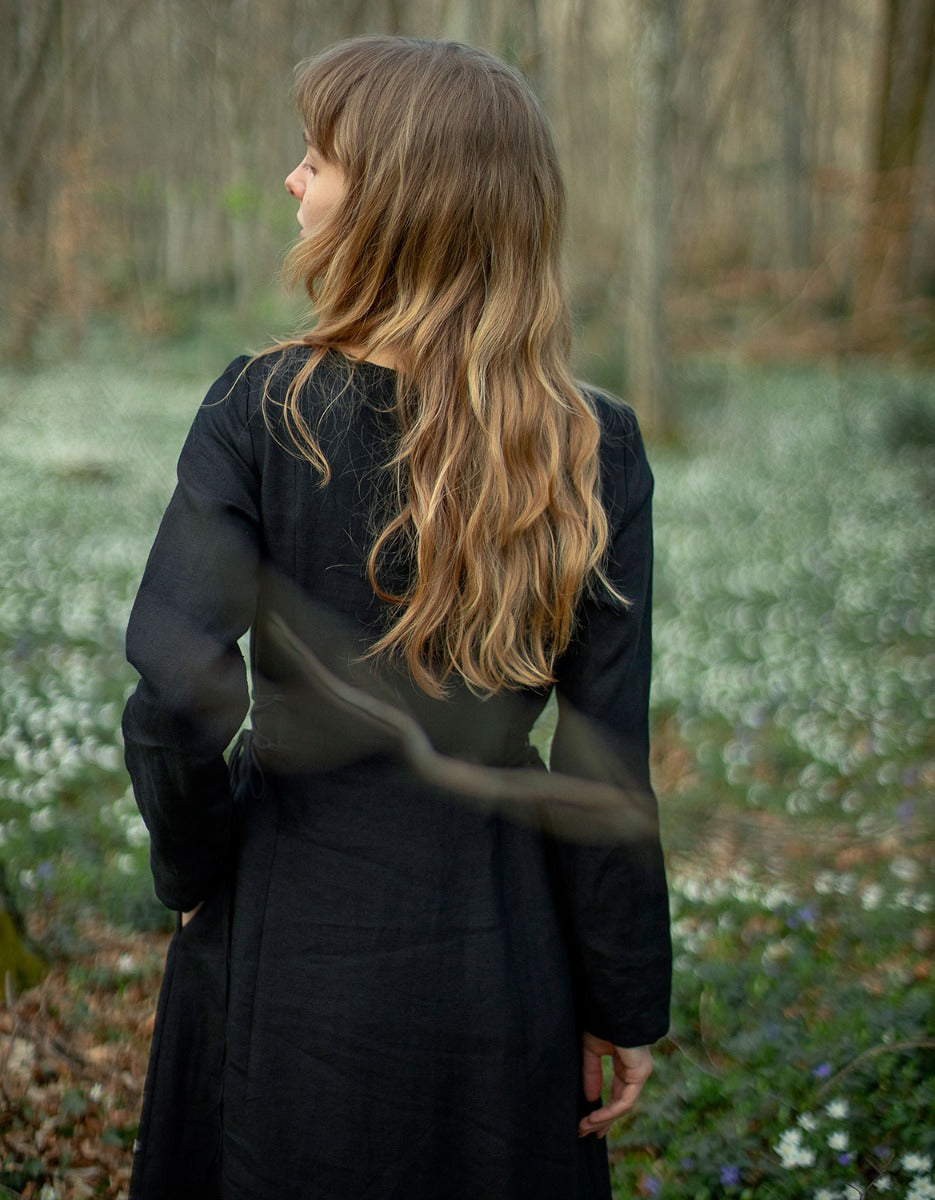 Robe 'Elina' longue en lin noir
