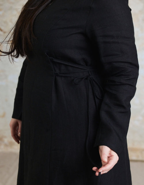 Robe 'Elina' longue en lin noir