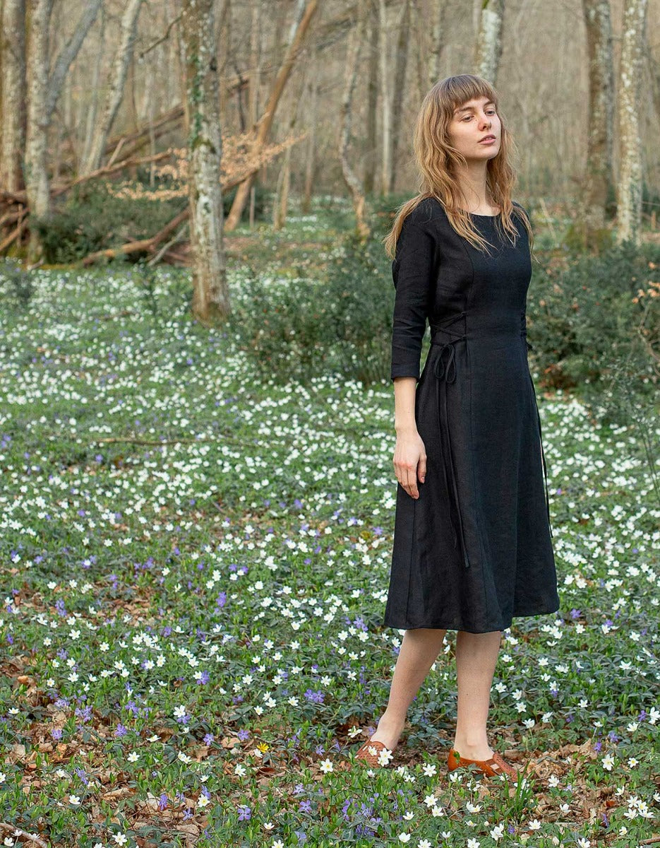 Robe 'Elina' midi en lin noir bio Black / M