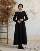 Robe 'Elina' longue en lin noir