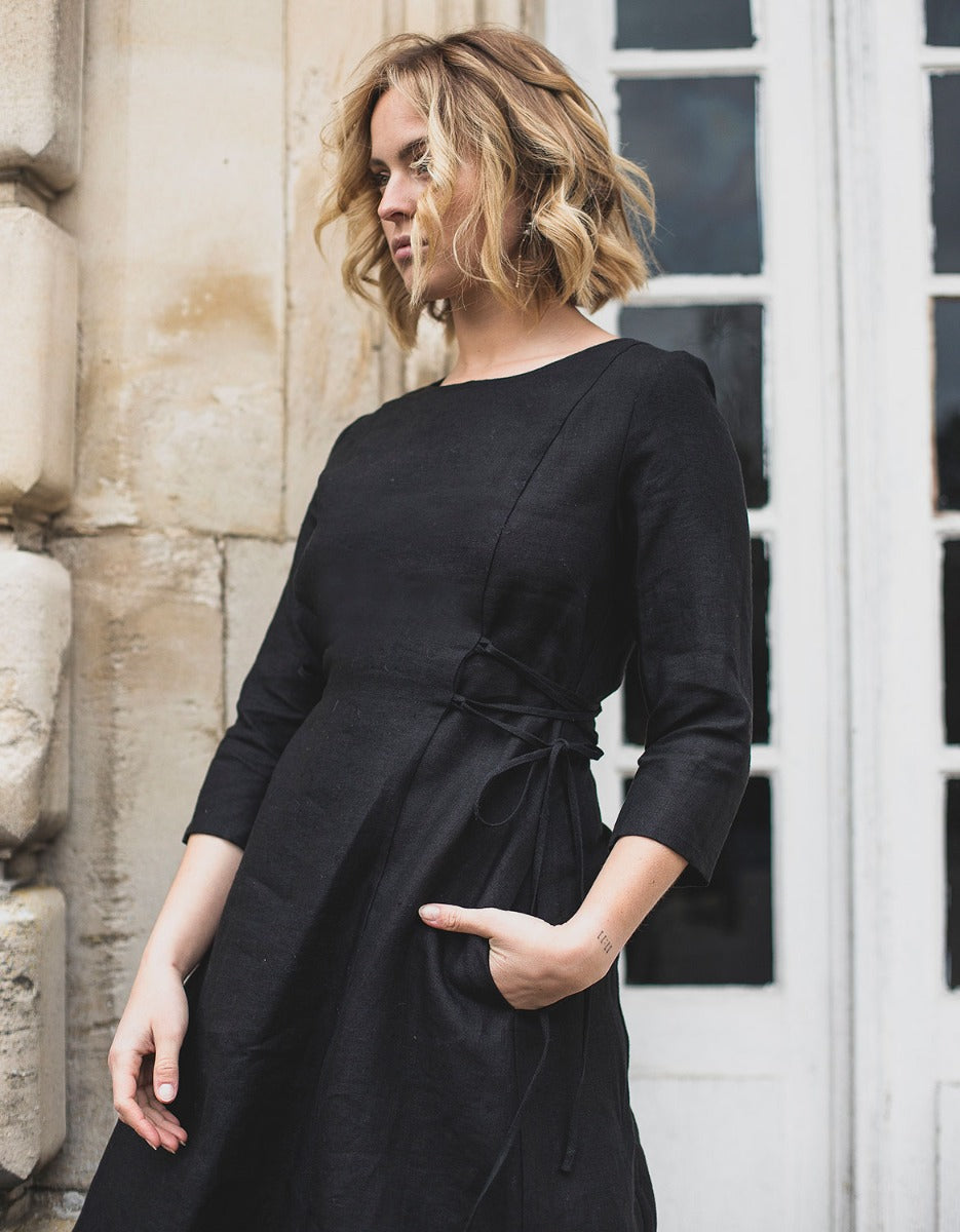 Robe 'Elina' midi en lin noir bio Black / M Robe 'Elina' midi en lin noir bio Black / M