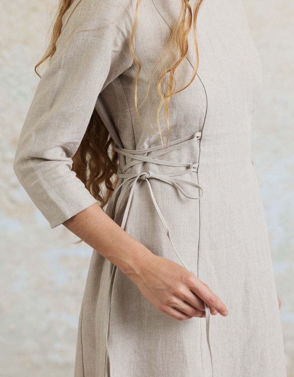 Robe 'Elina' midi en lin naturel bio – voriagh