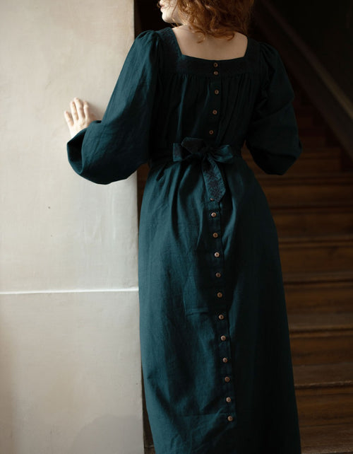 Robe brodée 'Elma' vert foret