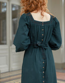 Robe brodée 'Elma' vert foret