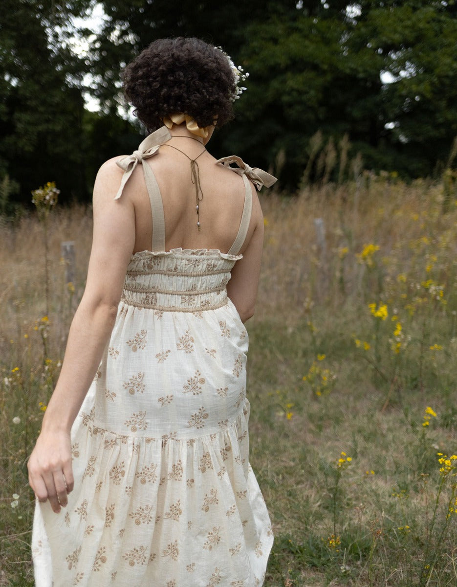 Robe 'Emily' broderie anglaise à bretelles crème