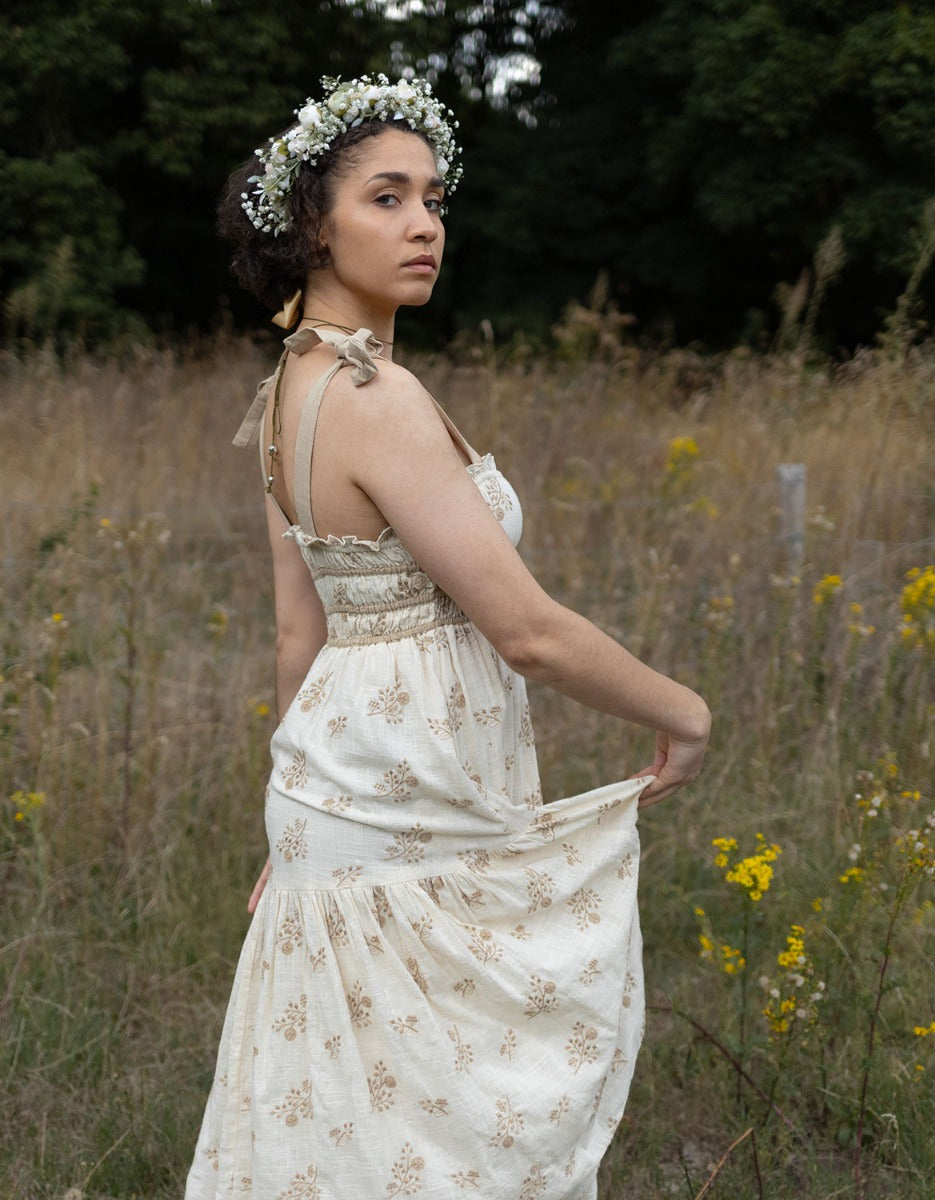 Robe 'Emily' broderie anglaise à bretelles crème