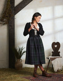 "Vera" green tartan linen skirt