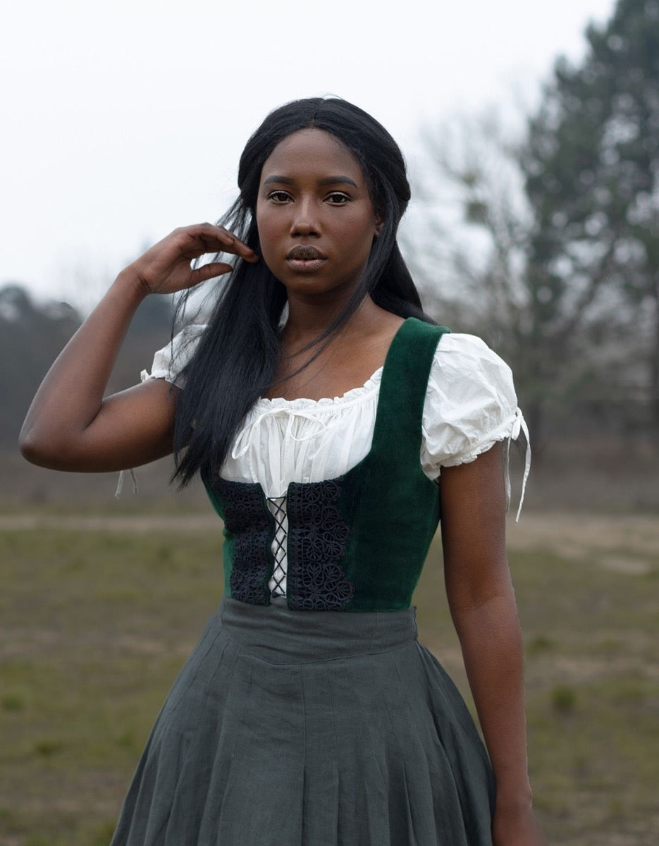 【mmm】Velvet Tunic Bustier Bustier 'Daria' en velours vert lierre – voriagh - sisters from