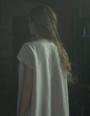 "Flavia" scalloped shift dress in linen