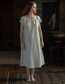 "Flavia" scalloped shift dress in linen