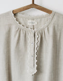 "Flavia" scalloped shift dress in linen