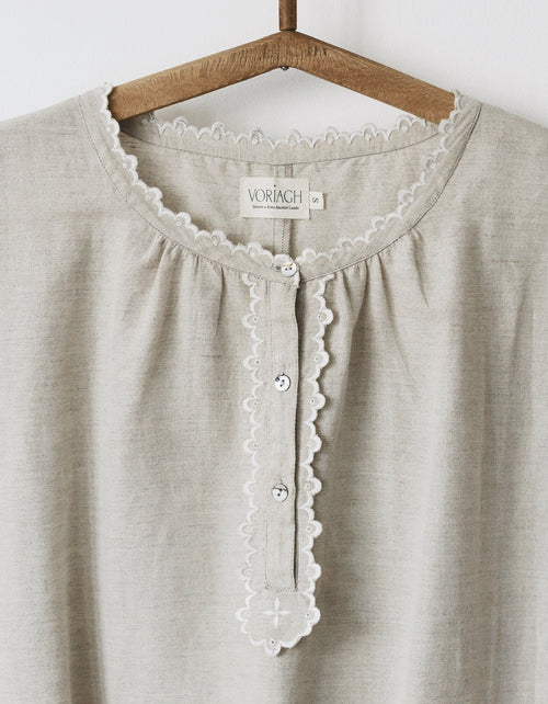 "Flavia" scalloped shift dress in linen